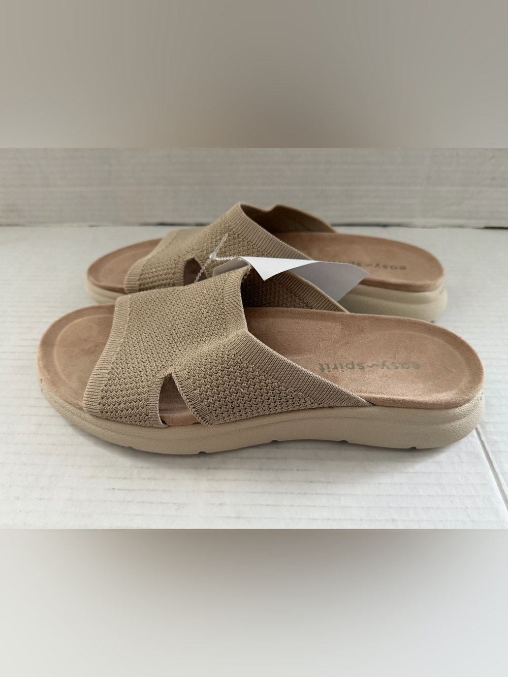 Easy Spirit Women's comfy Sporty Slide Sandals beige gold shimmer Size 9M